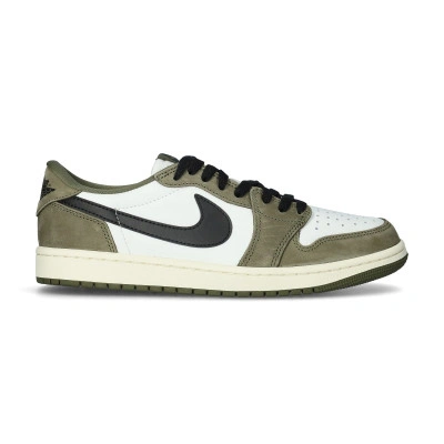 Baskets Chaussures Air Jordan 1 Retro Low OG Medium Olive And Summit White
